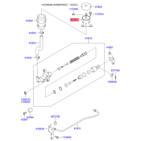 Кронштейн педали 41621-2D000 Mobis - 416212D000 - схема с каталога 41621, KHMAPGK07 416212D000
