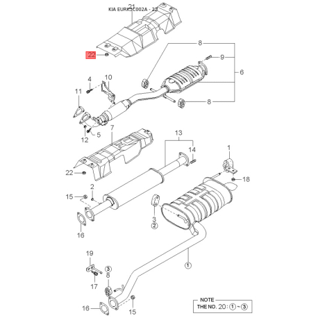 Зажим (защелка) кронштейна троса КПП 43794-3C502 Mobis - 437943C502 - схема с каталога 22, EURK3C002A 437943C502