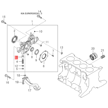 Кріплення повітряного фільтра 0K72C-13364 Mobis - 0K72C13364 - схема з каталогу 3, EURKRS002A 0K72C13364
