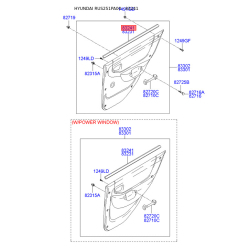 Ущільнювач (прокладка), бічне скло правий 83241-25000 Mobis