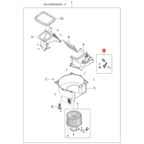 Кронштейн, облицювання радіатора лівий 64194-FD000 Mobis - 64194FD000 - схема з каталогу 9, USAKFD002A 64194FD000