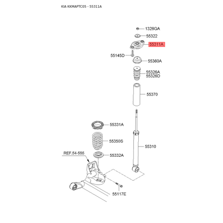 Опора стойки амортизатора 55311-1G000 Mobis - 553111G000 - схема с каталога 55311A, KKMAPTC05 553111G000