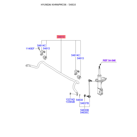 Стабилизатор в сборе или голый 54801-1G000 Mobis - 548011G000 - схема с каталога 54810, KHMAPMC06 548011G000