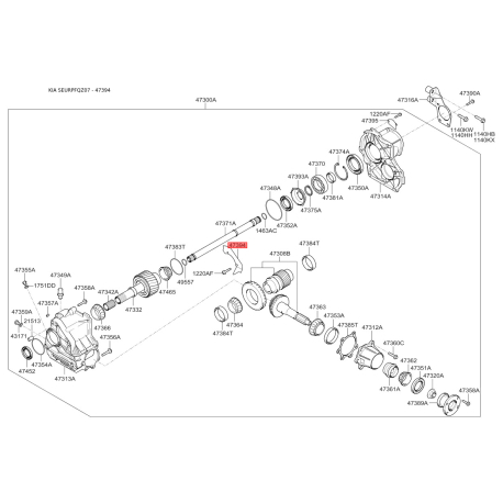 Кольцо раздаточной коробки 47394-39000 Mobis - 4739439000 - схема с каталога 47394, SEURPFQZ07 4739439000