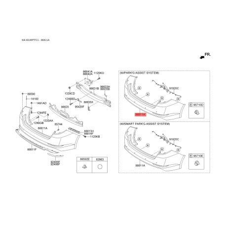 Бампер 86611-2T000 Mobis - 866112T000 - схема з каталогу 86611A, KEURPTF11 866112T000