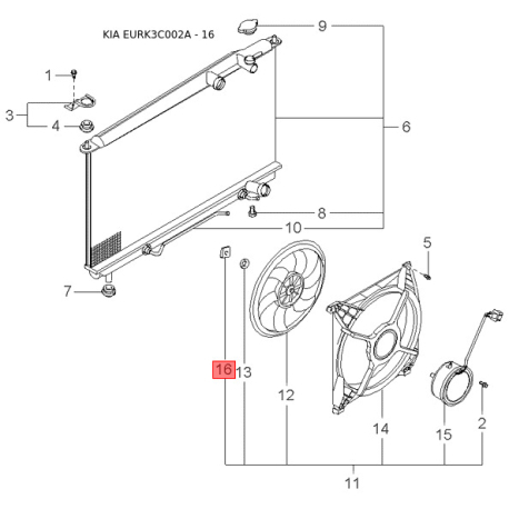 Кронштейн, буфер верхній 86681-3C000 Mobis - 866813C000 - схема з каталогу 16, EURK3C002A 866813C000