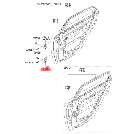 Петля бічних дверей ліва нижня 79430-2F000 Mobis - 794302F000 - схема з каталогу 79330B, KKMAPLS06 794302F000
