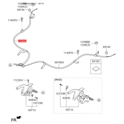 Трос стоянкової гальмівної системи правий 59770-1W000 Mobis