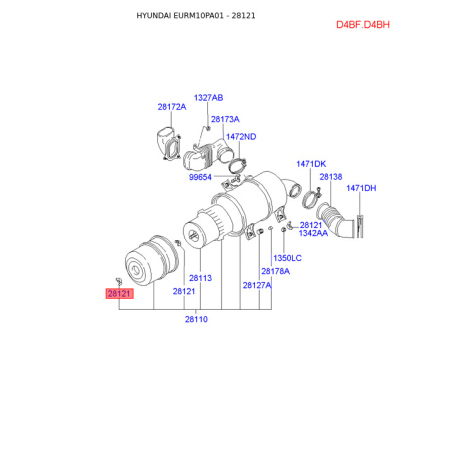 Кріплення повітряного фільтра 28121-11020 Mobis - 2812111020 - схема з каталогу 28121, EURM10PA01 2812111020