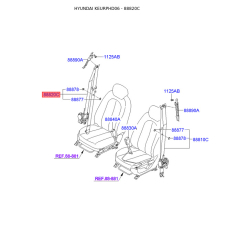 Ремень безопасности правый 88820-2H3004W Mobis