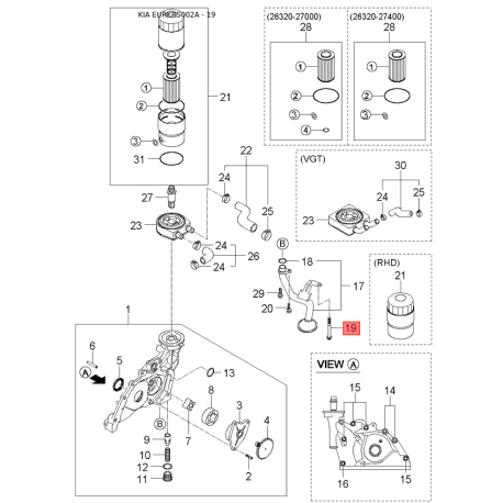 Комплект шайб регулювальних, колінчастий вал KK1Y0-11SK0 Mobis - KK1Y011SK0 - схема з каталогу 19, EURKRS002A KK1Y011SK0