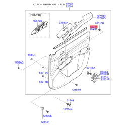 Уплотнитель (уплотнение) двери правый 82241-2B000 Mobis