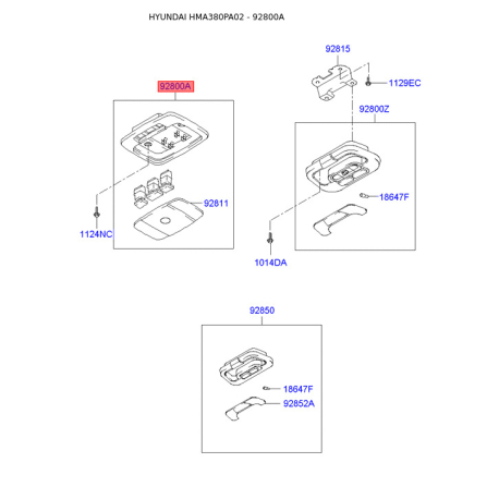 Освещение салона 92800-3B300SR Mobis - 928003B300SR - схема с каталога 92800A, HMA380PA02 928003B300SR