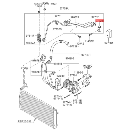 Розширювальний клапан, кондиціонер 97626-1D210 Mobis - 976261D210 - схема з каталогу 97623, KKMAPUN06 976261D210
