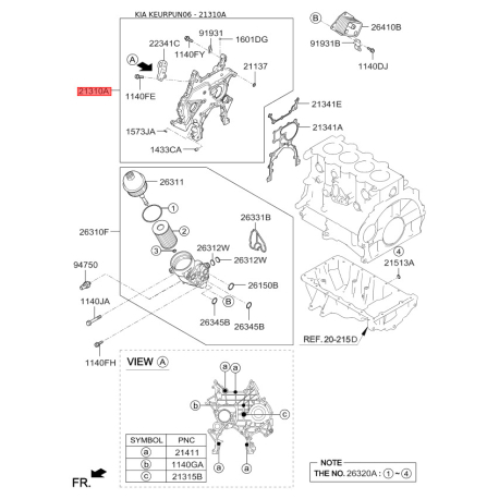 Масляный насос 21310-2A400 Mobis - 213102A400 - схема с каталога 21310A, KEURPUN06 213102A400