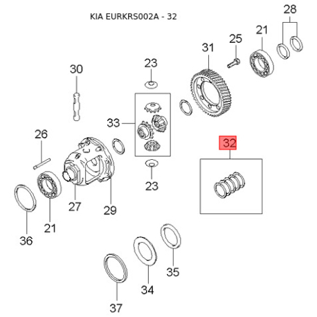 Шайба упорна АКПП MFU60-19603 Mobis - MFU6019603 - схема з каталогу 32, EURKRS002A MFU6019603