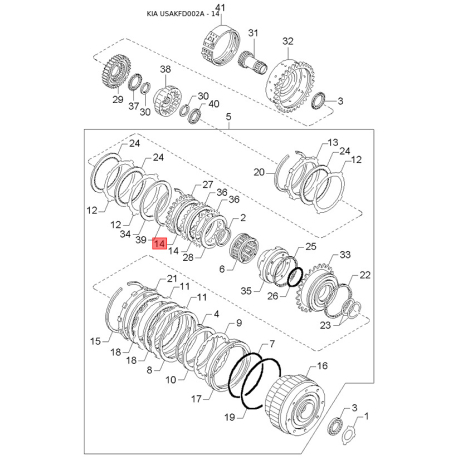 Масляный шланг 0K30B-32688C Mobis - 0K30B32688C - схема с каталога 14, USAKFD002A 0K30B32688C