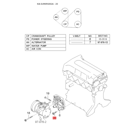 Передача планетарна АКПП KFU61-19561 Mobis - KFU6119561 - схема з каталогу 20, EURKRS002A KFU6119561