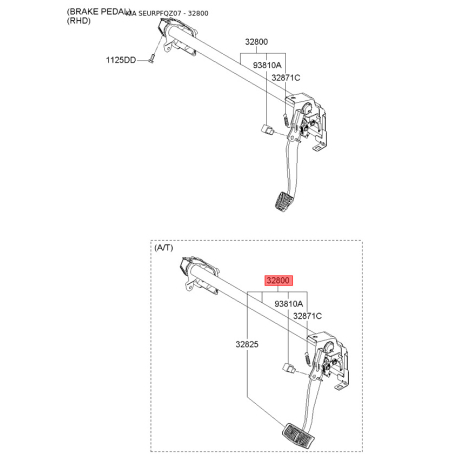 Педаль гальма 32800-1F100 Mobis - 328001F100 - схема з каталогу 32800, SEURPFQZ07 328001F100