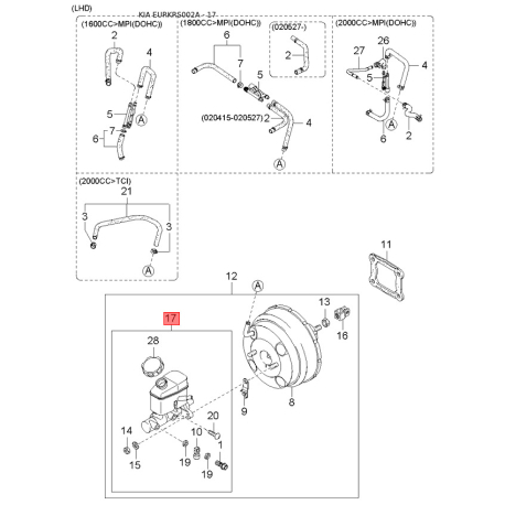 Вимикач, замок дверей KK370-66540A Mobis - KK37066540A - схема з каталогу 17, EURKRS002A KK37066540A