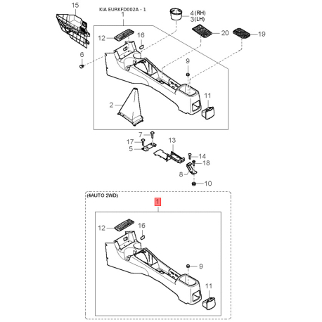 Фара основна ліва 92101-FD020 Mobis - 92101FD020 - схема з каталогу 1, EURKFD002A 92101FD020