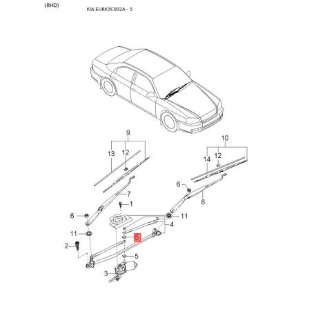 Перемикач покажчиків повороту 93410-38100 Mobis - 9341038100 - схема з каталогу 5, EURK3C002A 9341038100