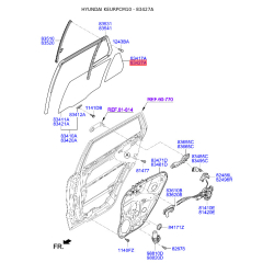 Боковое стекло (окно) двери правое 83427-2B000 Mobis
