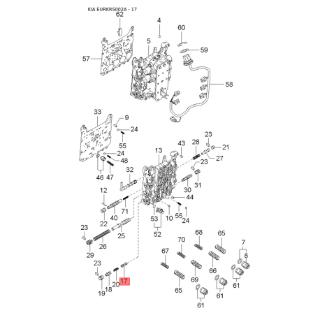 Вал (ось) рычага переключения 0K2A1-17421 Mobis - 0K2A117421 - схема с каталога 17, EURKRS002A 0K2A117421