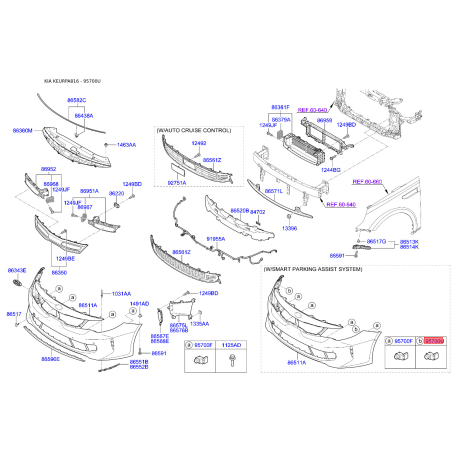 Датчик, система помощи при парковке 96891-D3000SWP Mobis - 96891D3000SWP - схема с каталога 95700U, KEURPA816 96891D3000SWP