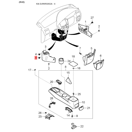 Шланг (патрубок) системи охолодження 0K247-15270C Mobis - 0K24715270C - схема з каталогу 4, EURKRS002A 0K24715270C