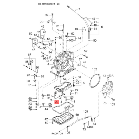 Вилка перемикання передач 0K2A1-17450 Mobis - 0K2A117450 - схема з каталогу 20, EURKRS002A 0K2A117450