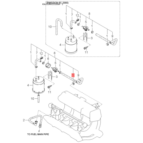 Лючок бензобака 0K2C1-42410 Mobis - 0K2C142410 - схема с каталога 1, EURK33100A 0K2C142410