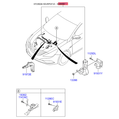 Проводка центральна (джгут, коса) 91400-3S772 Mobis - 914003S772 - схема з каталогу 91400D, KEURPGF10 914003S772