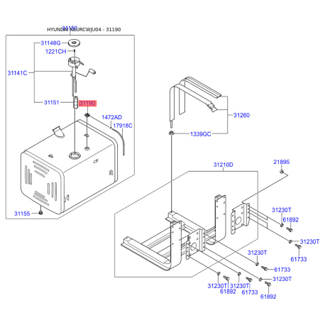 Абсорбер, топливная система, комплектующие 31190-22500 Mobis - 3119022500 - схема с каталога 31190, KEURCWJU04 3119022500