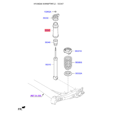 Пилозахисний комплект амортизатора 55316-4W000 Mobis - 553164W000 - схема з каталогу 55347, KHMAPTMF12 553164W000