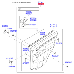 Обивка (накладка) салона правая 83302-2B090J9 Mobis