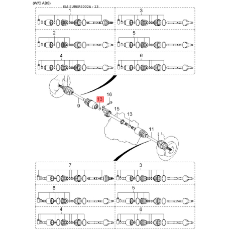 Замок задніх дверей 0K2C0-62681 Mobis - 0K2C062681 - схема з каталогу 13, EURKRS002A 0K2C062681