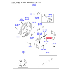 Подпружинненый стопорный штифт, тормозная колодка 58322-28000 Mobis