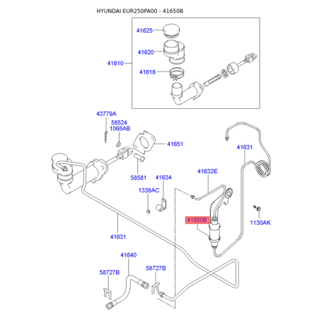 Клапан регулювальний приводу зчеплення 41650-25841 Mobis - 4165025841 - схема з каталогу 41650B, EUR250PA00 4165025841