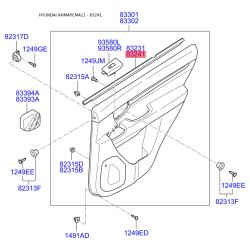 Ущільнювач (прокладка), бічне скло правий 83241-2B000 Mobis