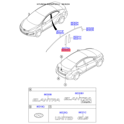 Облицювання / захисна накладка, боковина заднє ліве 86363-3X000 Mobis