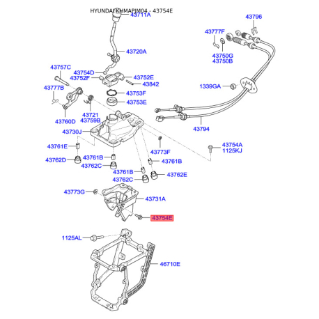 Болт кулисы МКПП 43754-2E020 Mobis - 437542E020 - схема с каталога 43754E, KHMAPJM04 437542E020