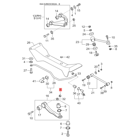 Вентилятор радиатора охлаждения 25380-3C100 Mobis - 253803C100 - схема с каталога 8, EURK3C002A 253803C100