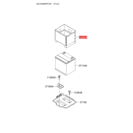 Крепление аккумулятора 37112-1G110 Mobis - 371121G110 - схема с каталога 37112, KKMAPTC05 371121G110