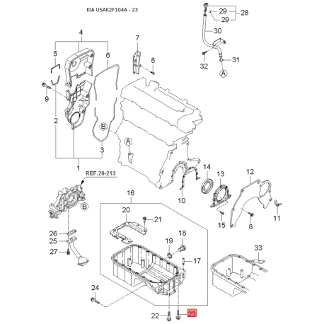 Центральная консоль комлекующие 84652-2F100 Mobis - 846522F100 - схема с каталога 23, USAK2F104A 846522F100