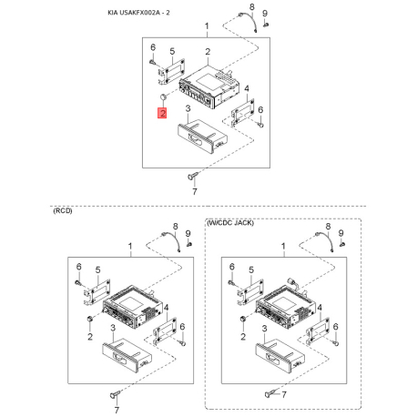 Блок кнопок стеклоподъёмника задний 0K2A2-66380F Mobis - 0K2A266380F - схема с каталога 2, USAKFX002A 0K2A266380F