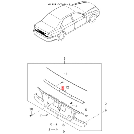 Стартер 36100-37110 Mobis - 3610037110 - схема з каталогу 1, EURK3C002A 3610037110