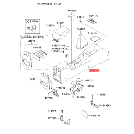 Центральная консоль комлекующие 84611-2F100NM Mobis - 846112F100NM - схема с каталога 84611A, KKMAPLD06 846112F100NM