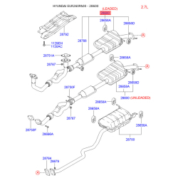 Глушитель выхлопных газов средний передний 28610-26380 Mobis