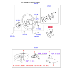 Подушка безопасности на руль 56900-2D700TK Mobis